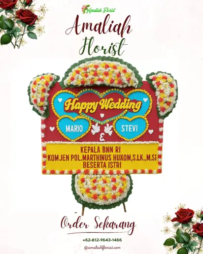 Karangan Papan Bunga Pernikahan di Kawan